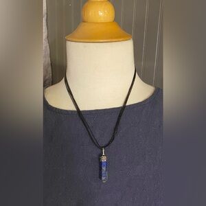 Blue lapis with black cord necklace